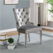 Furniture of America Rosa Glam Metal 7-Piece Dining Table Set in Gray