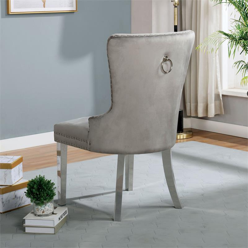 Furniture of America Rosa Glam Metal 7-Piece Dining Table Set in Gray