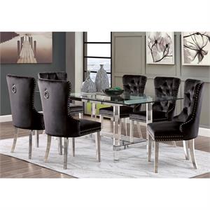 Furniture of America Hartly Contemporary Metal 7-Piece Dining Table Set in Black