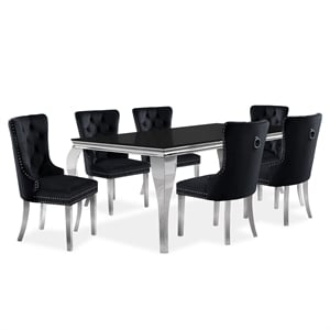 Furniture of America Edi Metal 7-Piece Dining Table Set in Black