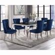 Furniture of America Edi Metal 7-Piece Dining Table Set in Black and Blue
