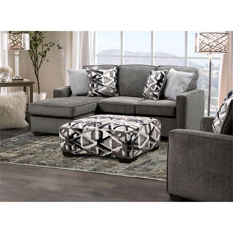 Furniture of America Mufee Transitional Fabric Upholstered Sectional in Gray
