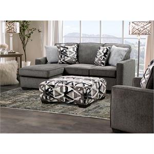 furniture of america mufee transitional fabric upholstered sectional in gray