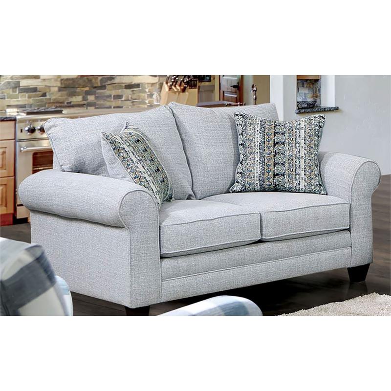 Furniture of America Graw Transitional Fabric 2-Piece Sofa Set in Gray