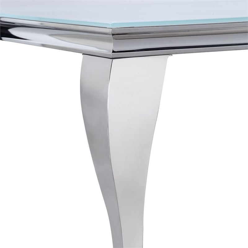 Furniture of America Edi Metal 7-Piece Dining Table Set in White and Blue