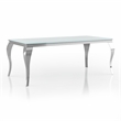 Furniture of America Edi Metal 7-Piece Dining Table Set in White and Blue
