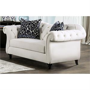 furniture of america luo glam fabric tufted loveseat with pillow