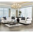 Furniture of America Luo Glam Fabric Tufted Sofa with Pillow in White