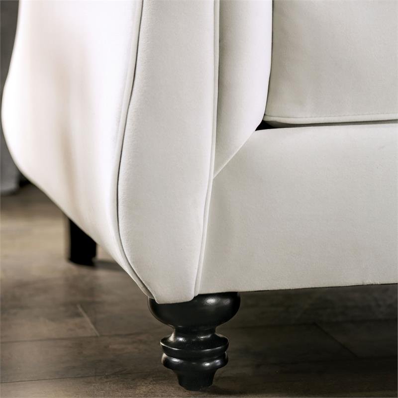 Furniture of America Luo Glam Fabric Tufted Sofa with Pillow in White