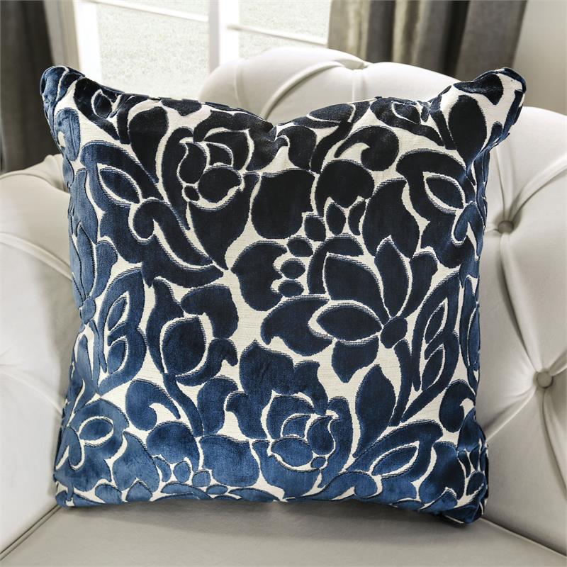 Furniture of America Luo Glam Fabric Tufted Sofa with Pillow in