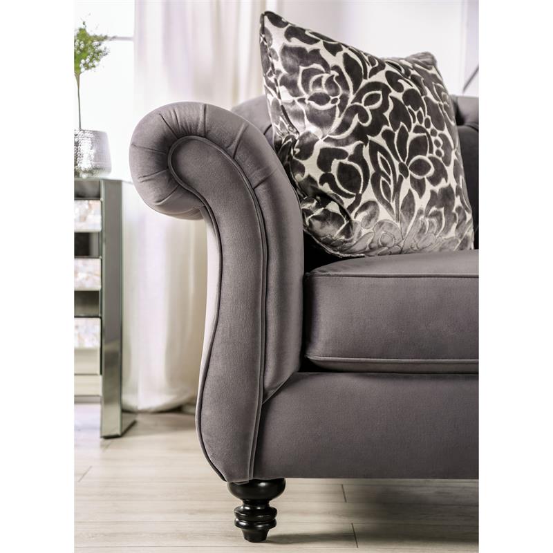 Furniture of America Luo Glam Fabric Tufted 2-Piece Sofa Set in Gray