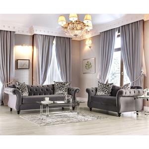 furniture of america luo glam fabric tufted 2-piece sofa set