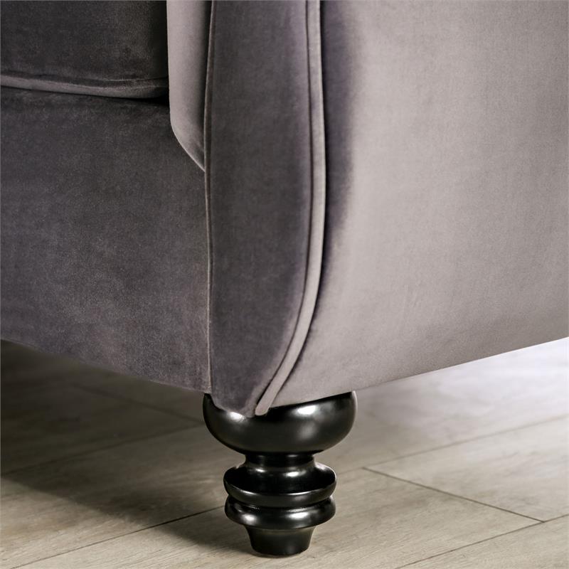 Furniture of America Luo Glam Fabric Tufted Loveseat with Pillow in Gray