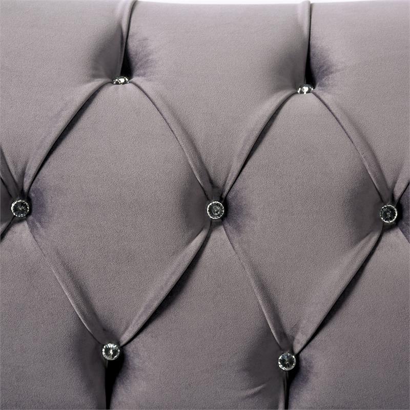 Furniture of America Luo Glam Fabric Tufted Sofa with Pillow in Gray