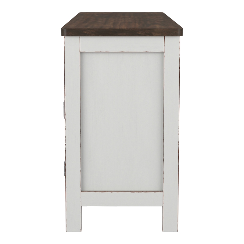 Furniture of America Fie Rustic Wood Multi Storage Server in Weathered White