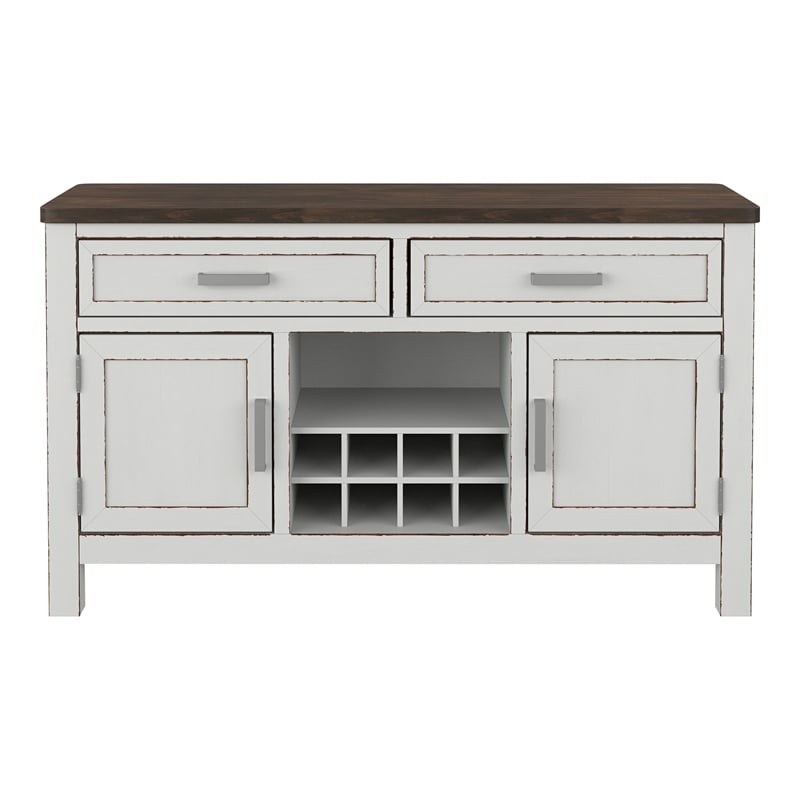 Furniture of America Fie Rustic Wood Multi Storage Server in Weathered White