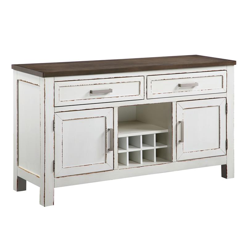 Furniture of America Fie Rustic Wood Multi Storage Server in Weathered White
