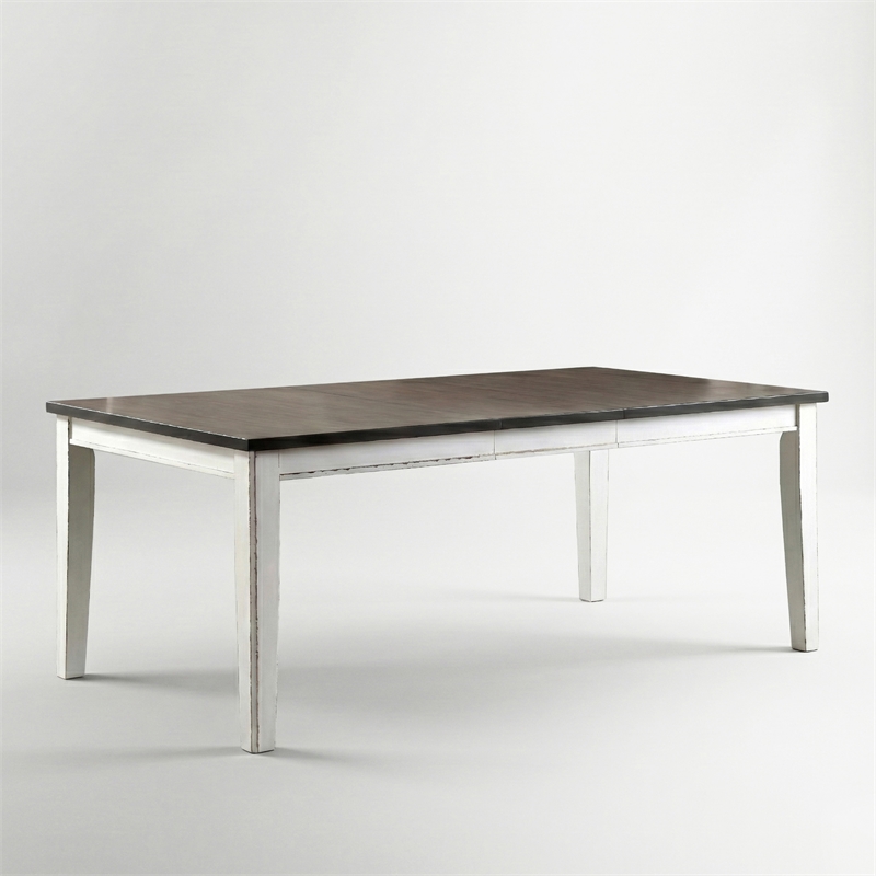 Furniture of America Fie Rustic Solid Wood Expandable Dining Table in White