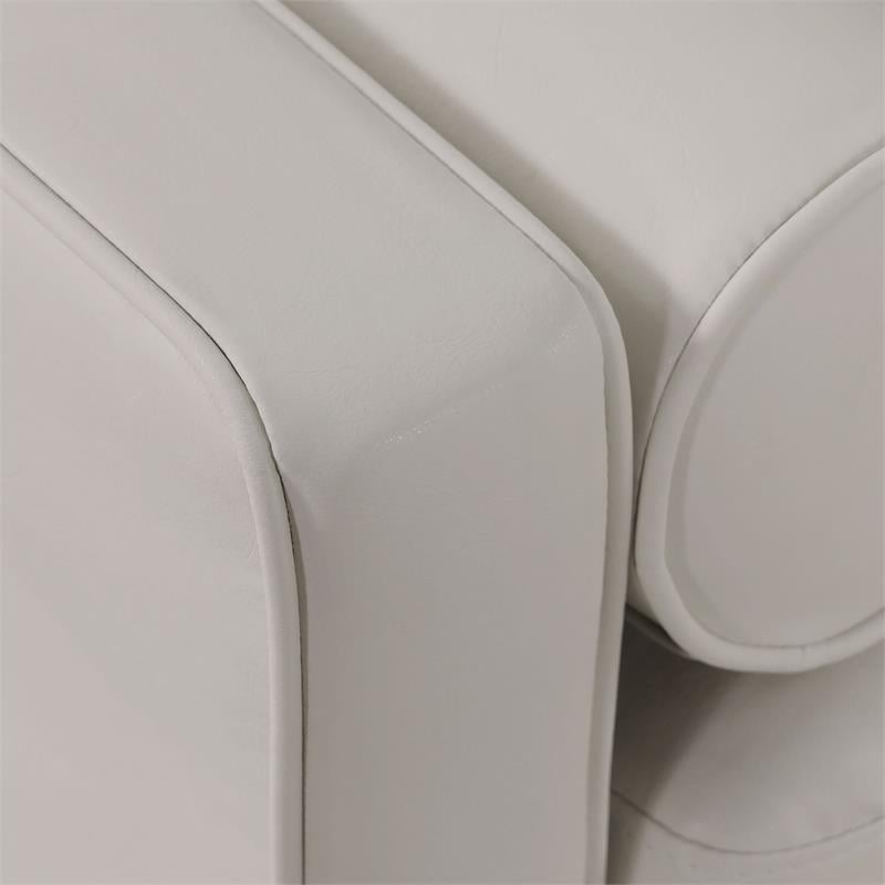 Furniture of America Oppio Faux Leather Loveseat with USB Port in Ivory