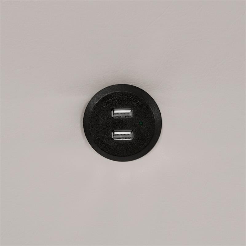 Furniture of America Oppio Faux Leather Loveseat with USB Port in Ivory