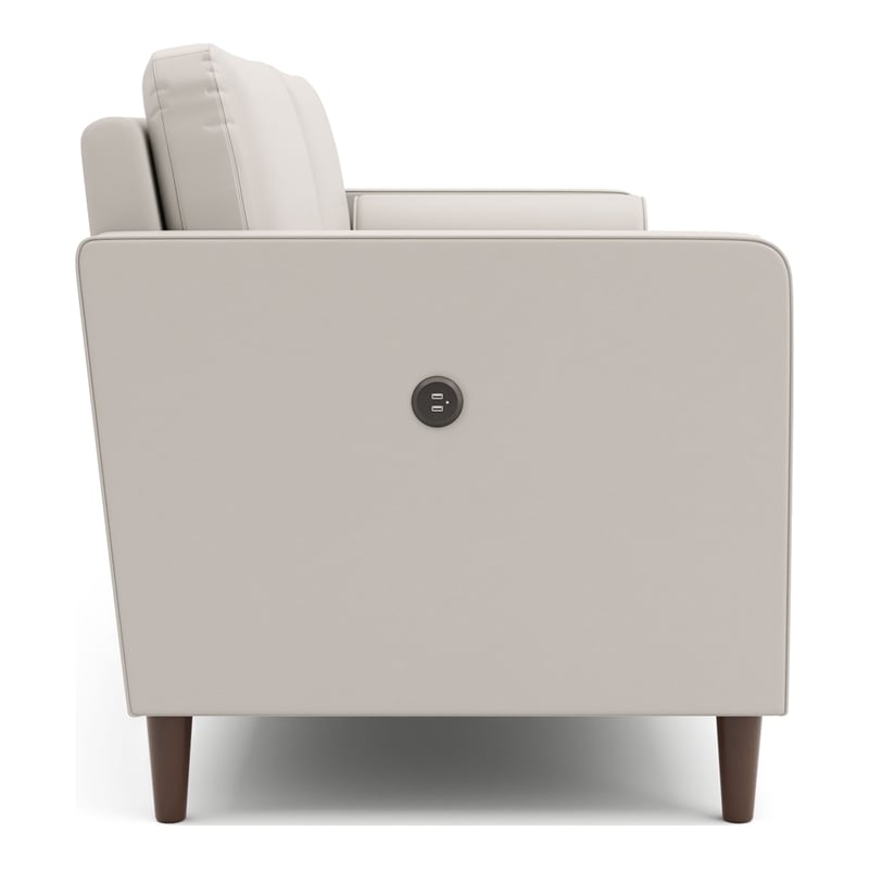 Furniture of America Oppio Faux Leather Loveseat with USB Port in Ivory