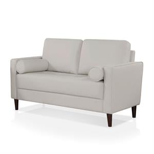 Furniture of America Oppio Faux Leather Loveseat with USB Port in Ivory