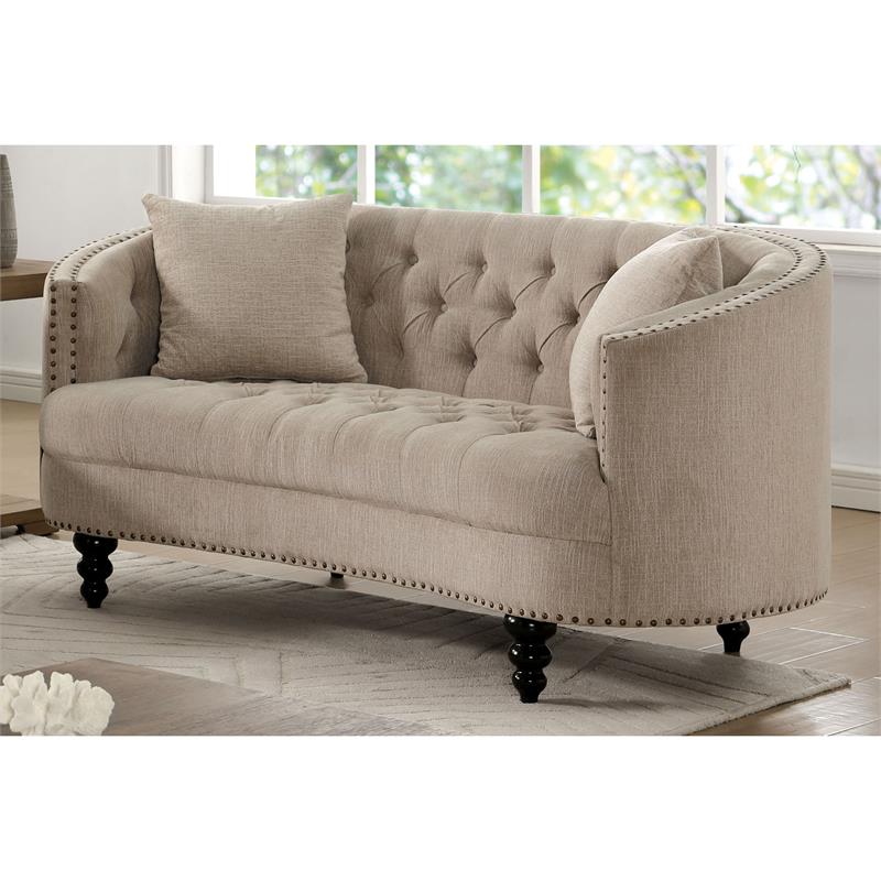 Furniture of America Spark Transitional Chenille Tufted Loveseat in