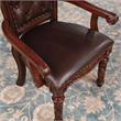 Furniture of America Dian Solid Wood Tufted Arm Chair in Cherry (Set of 2)