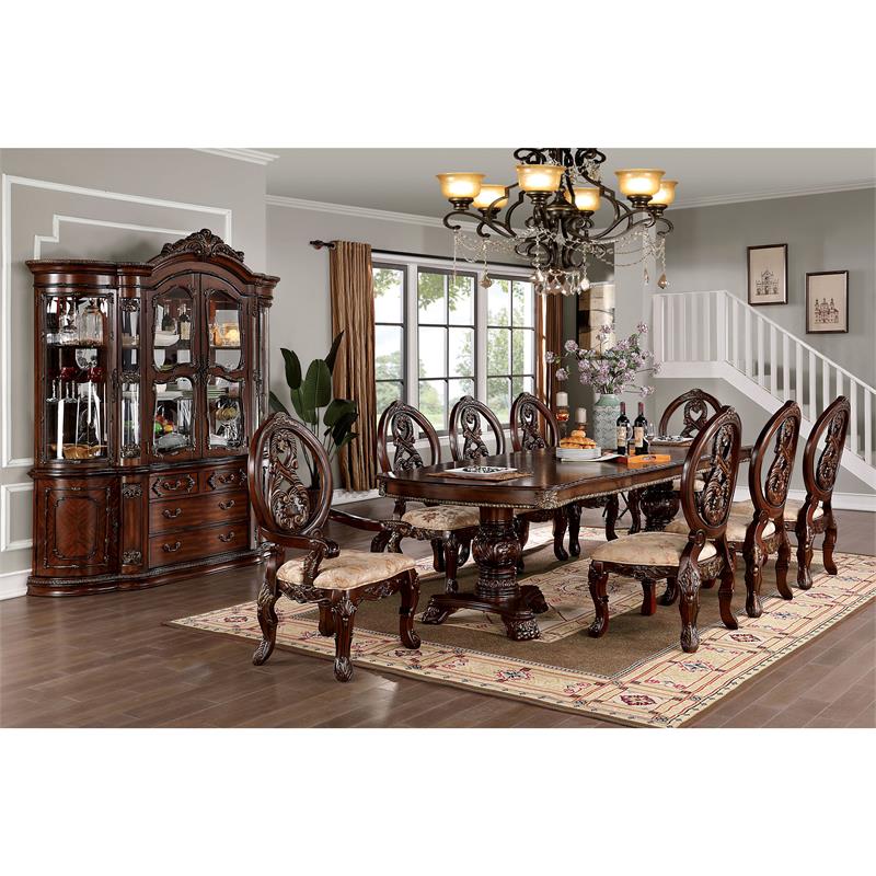 Furniture of America Roo Solid Wood Padded Arm Chair in Cherry (Set of 2)