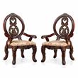 Furniture of America Roo Solid Wood Padded Arm Chair in Cherry (Set of 2)