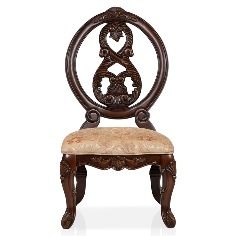 Furniture of America Roo Solid Wood Padded Side Chair in Cherry (Set of 2)