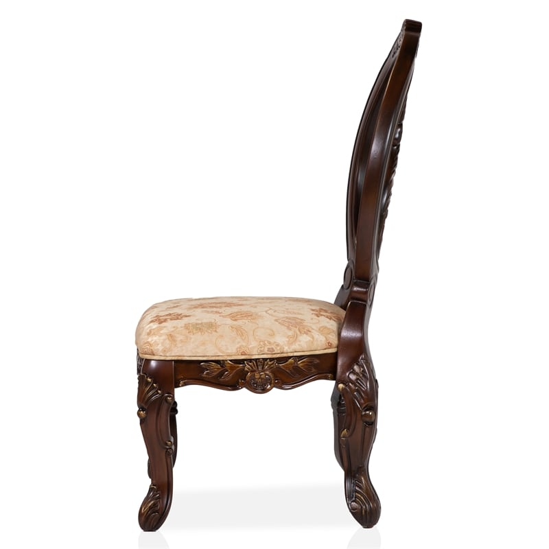 Furniture of America Roo Solid Wood Padded Side Chair in Cherry (Set of 2)