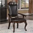 Furniture of America Lido Solid Wood Padded Arm Chair in Walnut (Set of 2)