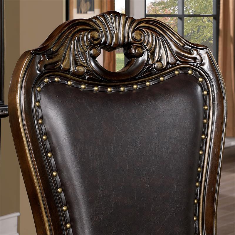 Furniture of America Lido Solid Wood Padded Side Chair in Walnut (Set of 2)
