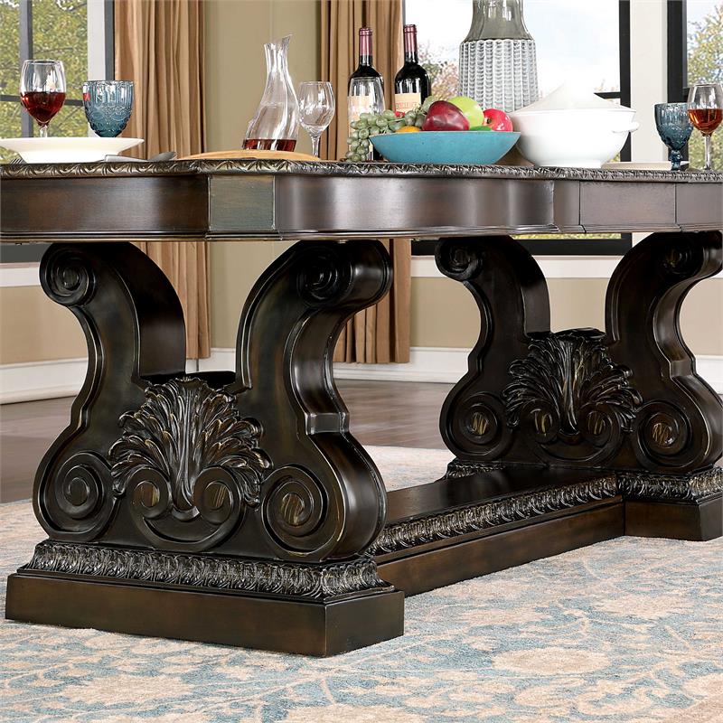 Furniture of America Lido Traditional Wood Expandable Dining Table in Walnut