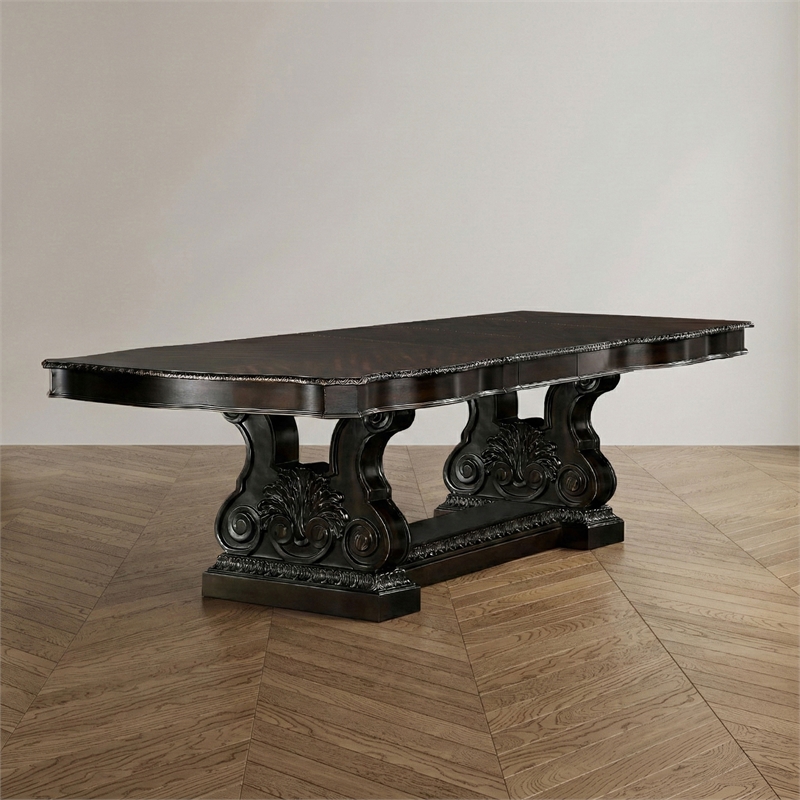 Furniture of America Lido Traditional Wood Expandable Dining Table in Walnut