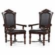Furniture of America Exa Traditional Wood Padded Armchair in Cherry (Set of 2)