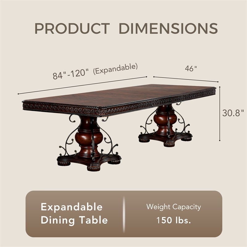 Furniture of America Exa Traditional Wood Expandable Dining Table in Cherry