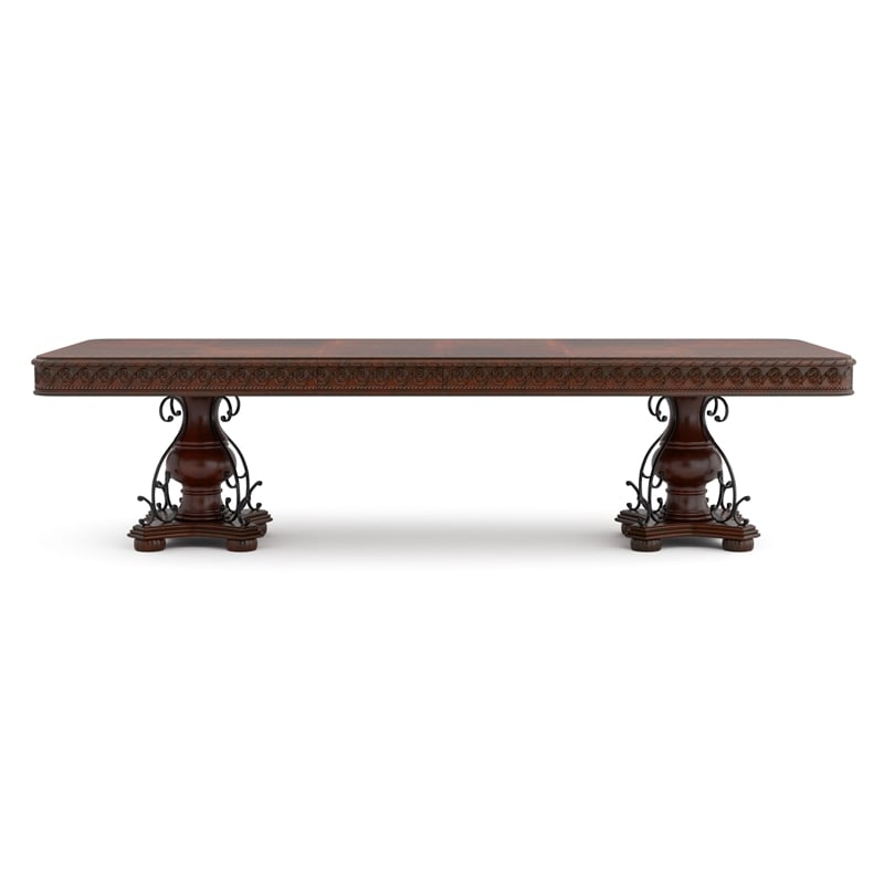 Furniture of America Exa Traditional Wood Expandable Dining Table in Cherry
