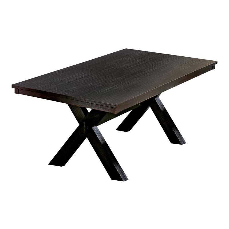 Furniture of America Kay Rustic Wood 7-Piece Dining Set in Black and Beige