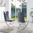 Furniture of America Loz Glam Velvet Upholstered Side Chair in Gray (Set of 2)