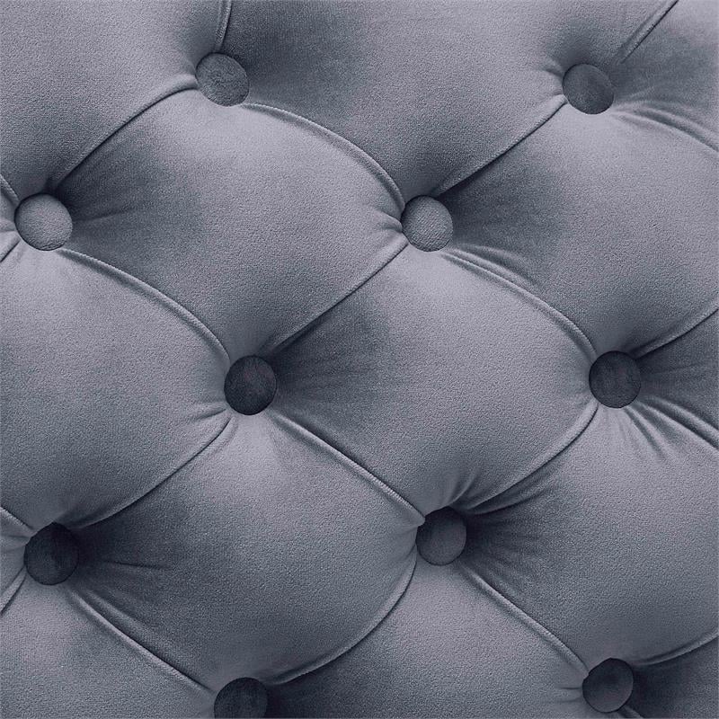 Furniture of America Loz Glam Velvet Upholstered Side Chair in Gray (Set of 2)