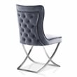 Furniture of America Loz Glam Velvet Upholstered Side Chair in Gray (Set of 2)