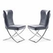 Furniture of America Loz Glam Velvet Upholstered Side Chair in Gray (Set of 2)