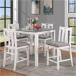 Furniture of America Zinia Transitional Wood 5-Piece Counter Dining Set in White