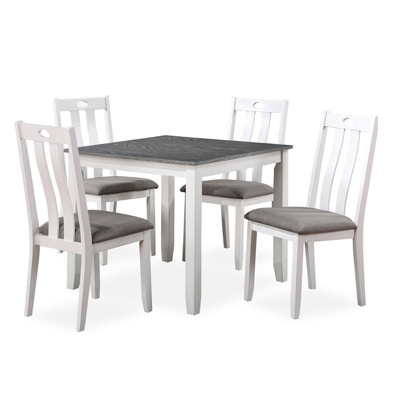 Furniture of America Zinia Transitional Wood 5-Piece Dining Table Set in White