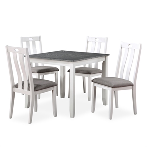 Furniture of America Zinia Transitional Wood 5-Piece Dining Table Set in White