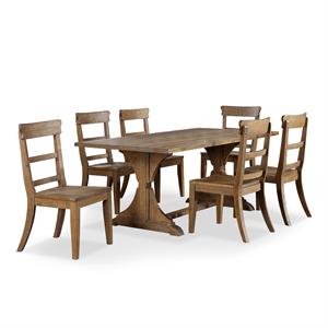 furniture of america taz rustic solid wood 7-piece dining table set in natural