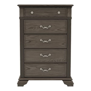 Furniture of America Charo Traditional Wood 5-Drawer Chest in Gray