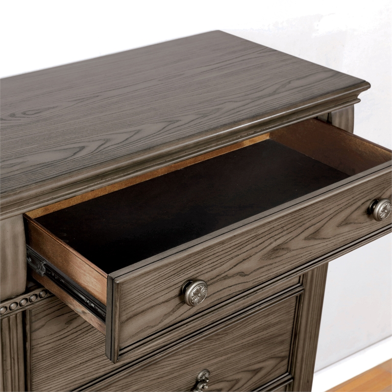 Furniture of America Charo Traditional Wood 5-Drawer Chest in Gray